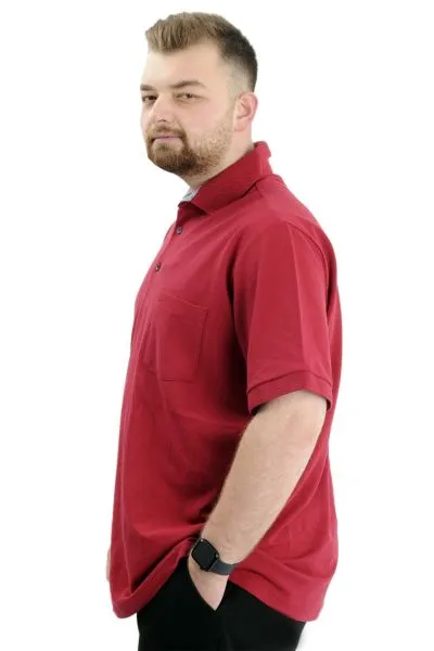 Battal Beden Erkek Tshirt Polo Yaka Cepli Klasik Pike 20552 Bordo BORDO