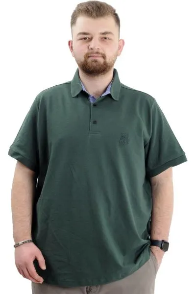 Battal Beden Erkek Tshirt Polo Yaka Nakışlı Klasik Pike 20553 Nefti NEFTI