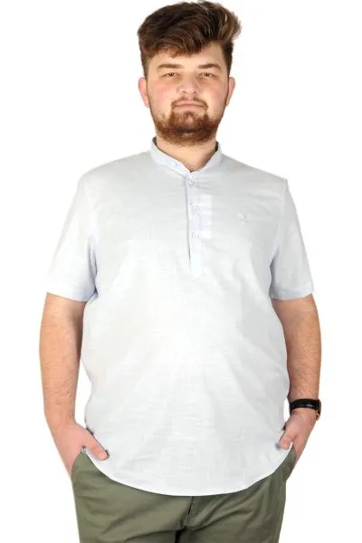 Buyuk Beden Erkek Kısa Kol Hakim Yaka 20387 Mavi [product_color]