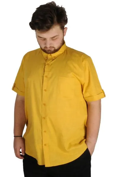 Büyük Beden Erkek Keten Likralı Gömlek Cepli 20389 Hardal [product_color]