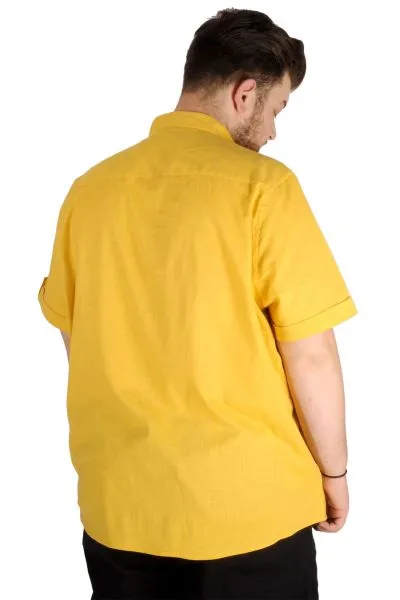 Büyük Beden Erkek Keten Likralı Gömlek Cepli 20389 Hardal [product_color]