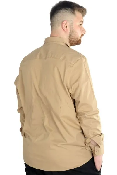 Büyük Beden Erkek Klasik Gömlek Likralı 20351 Bej [product_color]
