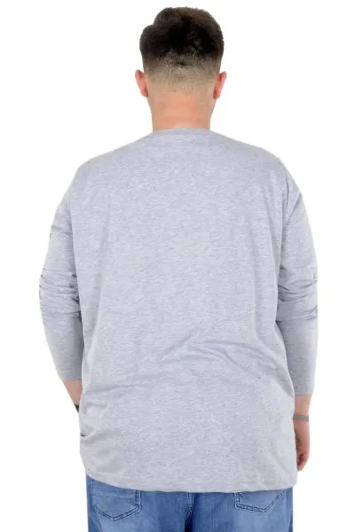 Büyük Beden Erkek Tshirt Likralı Bisiklet Yaka 20102 Grimelanj  GRI