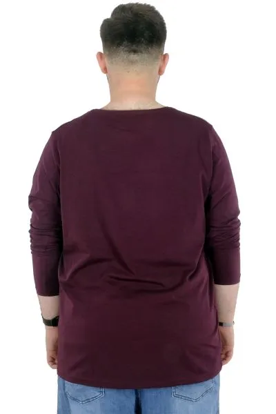 Büyük Beden Erkek Tshirt Likralı Bisiklet Yaka 20102 Mürdüm MURDUM