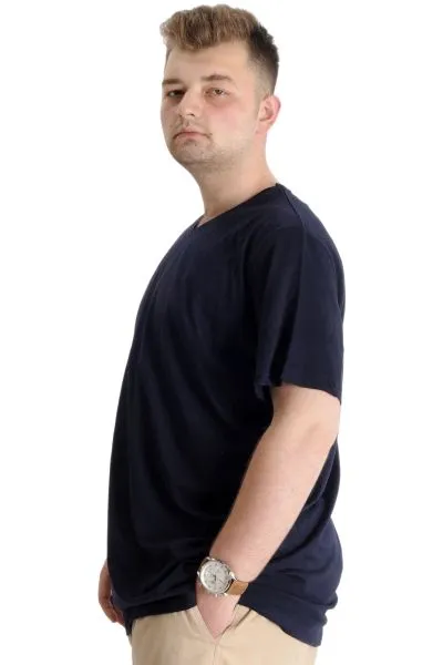 Büyük Beden Erkek Tshirt V Yaka 20032 Lacivert [product_color]