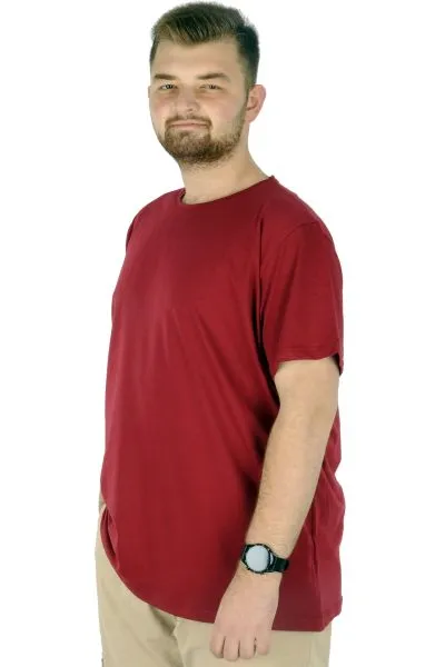 Büyük Beden Likralı T-shirt Bisiklet Yaka 20149  Bordo BORDO