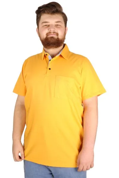 Büyük Beden T-shirt Polo Cepli Lycra Pike MD 20554 Hardal HARDAL