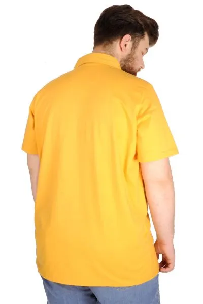 Büyük Beden T-shirt Polo Cepli Lycra Pike MD 20554 Hardal HARDAL