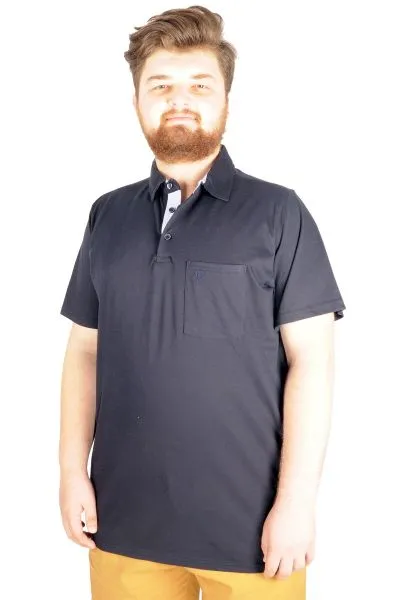 Büyük Beden T-shirt Polo Cepli Lycra Pike MD 20554 Lacivert [product_color]