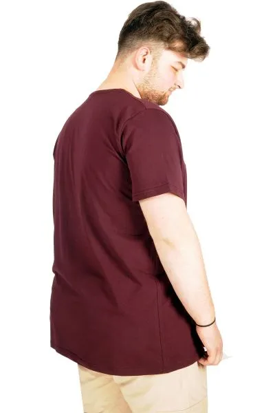 Büyük Beden T-Shirt V Yaka Likralı 20150 Mürdüm MURDUM