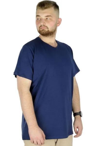 Büyük Beden T-Shirt V Yaka Likralı 20150 İndigo [product_color]