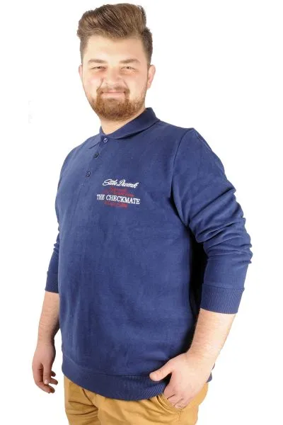 Erkek Sweat Polo Selanik Embroidered 20442 Indigo INDIGO