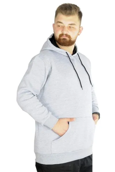 Erkek Sweatshirt Kapşonlu Pocket Basic 20562 Grimelanj GRI