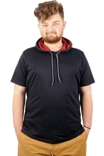 Büyük Beden Oversize Tshirt Kapşon Basic 21115 Lacivert