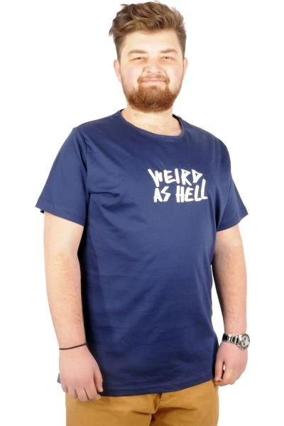 Büyük Beden Tshirt B.Yaka Weird As Hell 21133 İndigo