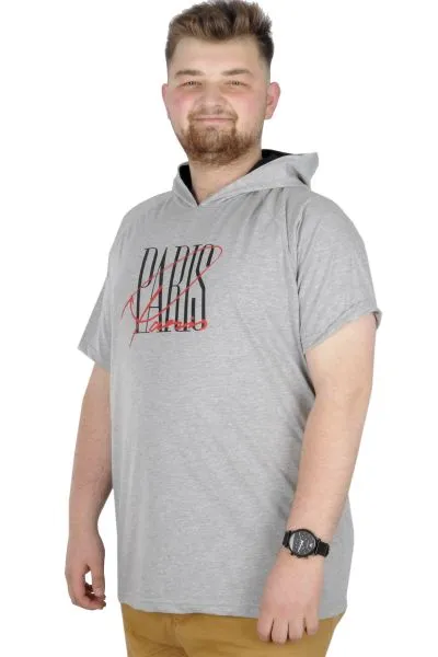 Büyük Beden T-Shirt Kapşonlu Paris 22174 Grimelanj GRI