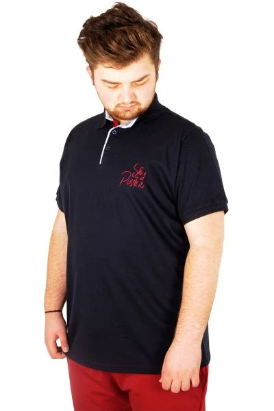 Big-Tall Men Classic Short Sleeve Polo T-Shirt Stay Positive 21309 Navy Blue