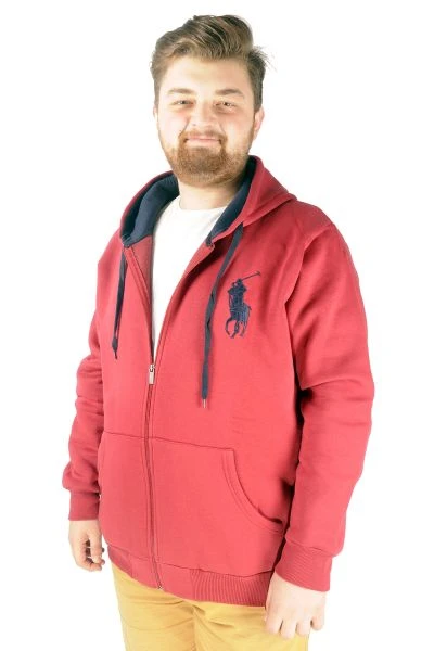 Big Tall Men s Sweatshirt with Hooded Pocket Zippered 21510 Burgundy