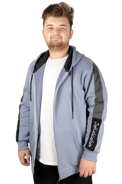 Big Tall Men s Sweatshirt with Hooded Pocket Zippered 20543 AnthraMelange Gray Color
