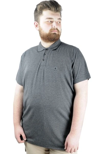 Büyük Beden T shirt Polo Likralı Süprem Nakış 21554 Antrasit