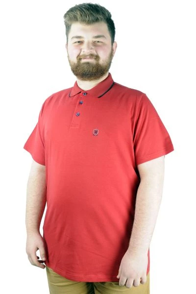 Büyük Beden T shirt Polo Likralı Süprem Nakış 21554 Bordo