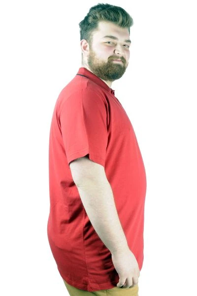 Büyük Beden T shirt Polo Likralı Süprem Nakış 21554 Bordo