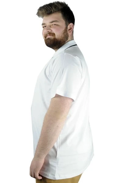 Büyük Beden T shirt Polo Likralı Süprem Nakış 21554 Beyaz