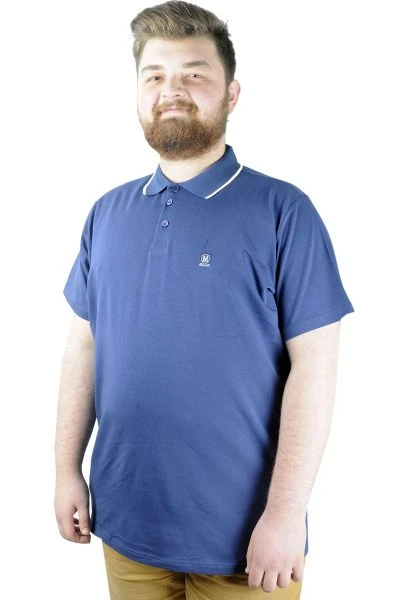 Büyük Beden T shirt Polo Likralı Süprem Nakış 21554 Indigo