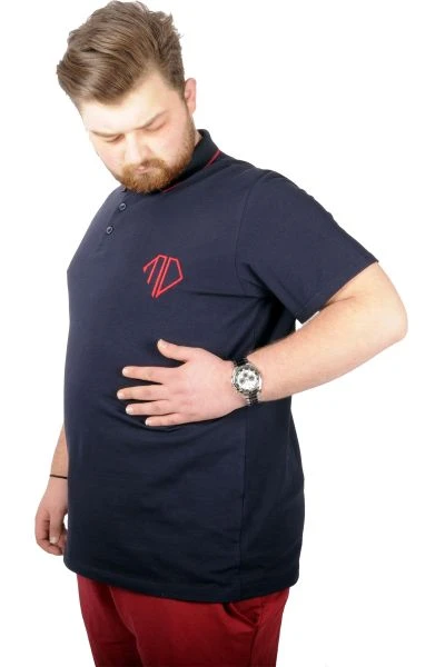 Büyük Beden T-shirt Polo Cep Sup MD Basic 21555 Lacivert