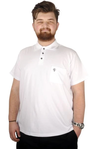 Büyük Beden T-shirt Polo Cep Sup Basic 21557 Beyaz
