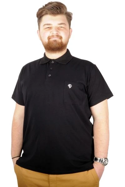 Büyük Beden T-shirt Polo Cep Sup Basic 21557 Siyah