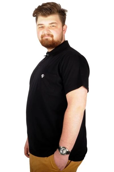 Büyük Beden T-shirt Polo Cep Sup Basic 21557 Siyah