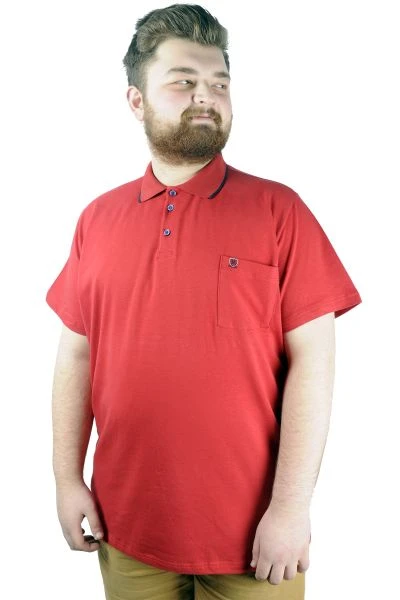 Büyük Beden T shirt Polo Likralı Süprem Cepli 21558 Bordo