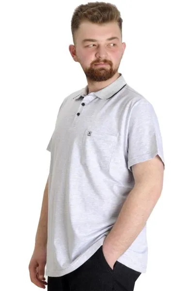 Big Size T shirt Polo Elastic Süprem with pocket 21558 Grey Melange