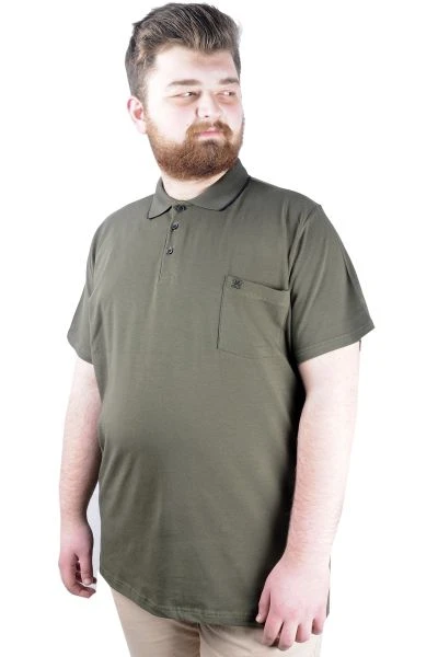 Büyük Beden T shirt Polo Likralı Süprem Cepli 21558 Haki
