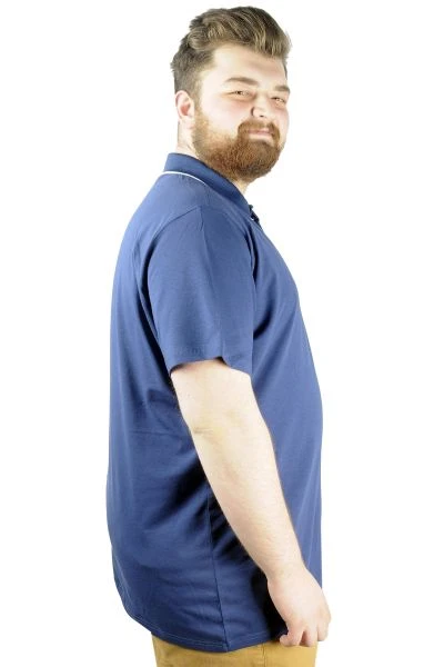 Büyük Beden T shirt Polo Likralı Süprem Cepli 21558 Indigo
