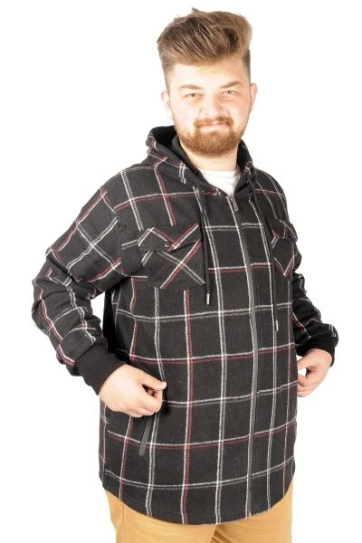 Big Tall Men s Sweatshirt with Hooded Pocket Zippered 20543 Black