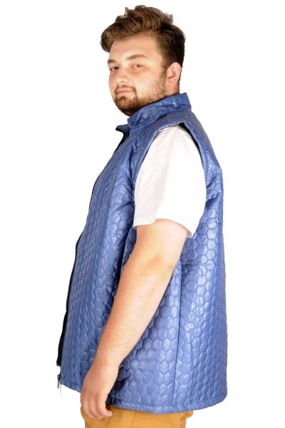 Big Size Men's Seasonal Vest Basic Hexagon 21601 Indigo