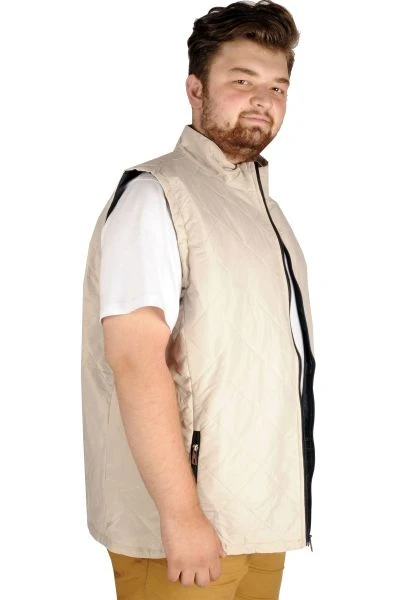 Big Size Men's Seasonal Vest Basic Square 21602 Ecru 
