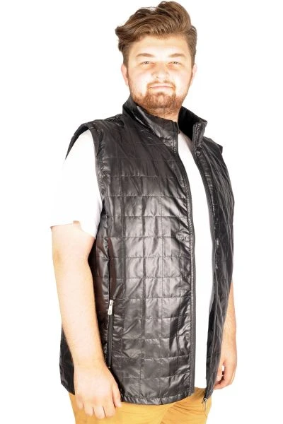 Big Size Men's Seasonal Vest Basic Square Two 21604 Black