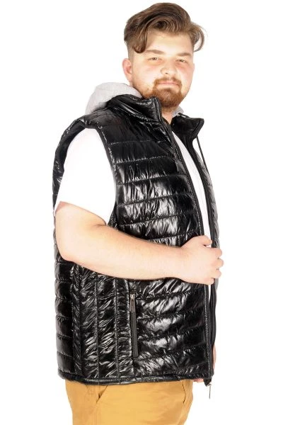 Big Size Men's Seasonal Hooded Vest 21687 Black