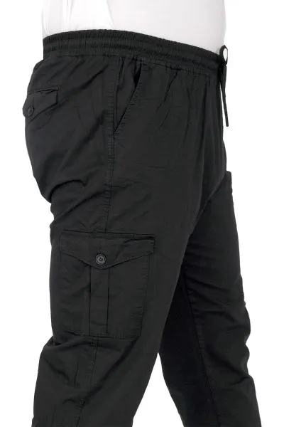 Büyük Beden Pantolon Keten Kargo Jogger Milano 21912 Siyah SIYAH