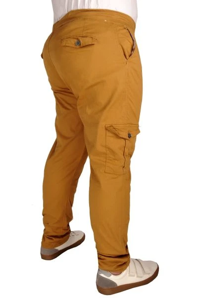 Big Size Men's Linen Cargo Jogger Pants Milano 21912 Tan