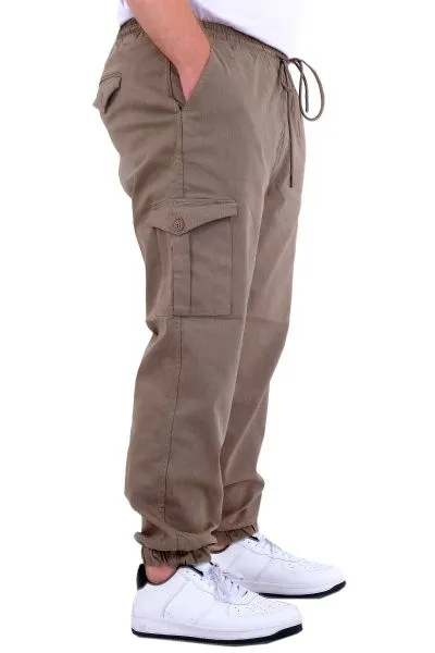 Big Size Men Gabardinee Cargo Jogger Pants Doga 21927 Beige