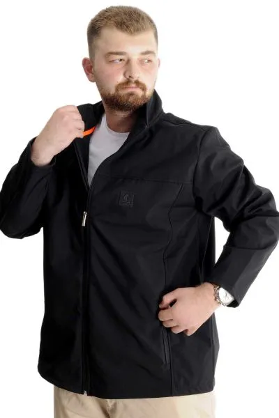 Büyük Beden Erkek Mont Waterproof Softshell 21232 Siyah SIYAH