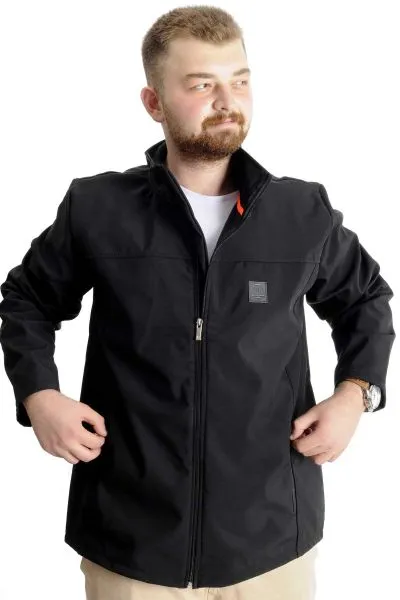 Büyük Beden Erkek Mont Waterproof Softshell 21232 Siyah SIYAH