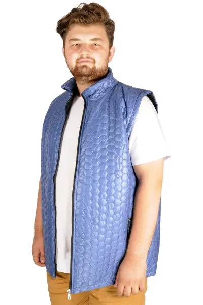 Büyük Beden Erkek Yelek Basic Hexagon 21601 İndigo INDIGO