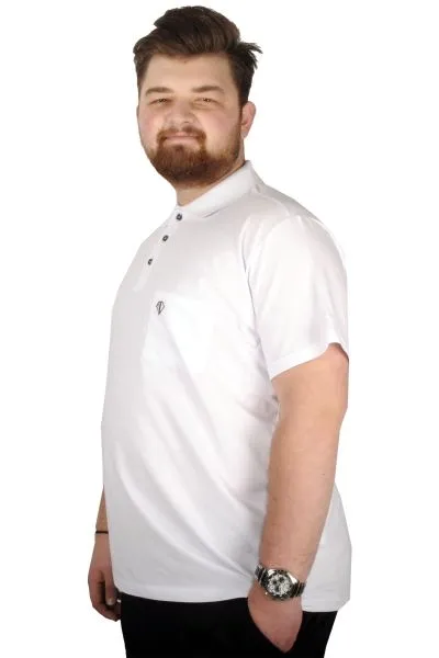 Büyük Beden T-shirt Polo Cep Sup Basic 21557 Beyaz BEYAZ