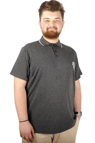 Büyük Beden T-shirt Polo Cep Sup MD Basic 21555 Antrasit ANTRASIT
