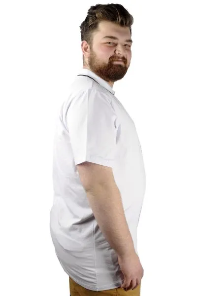 Büyük Beden T shirt Polo Likralı Süprem Cepli 21558 Beyaz BEYAZ